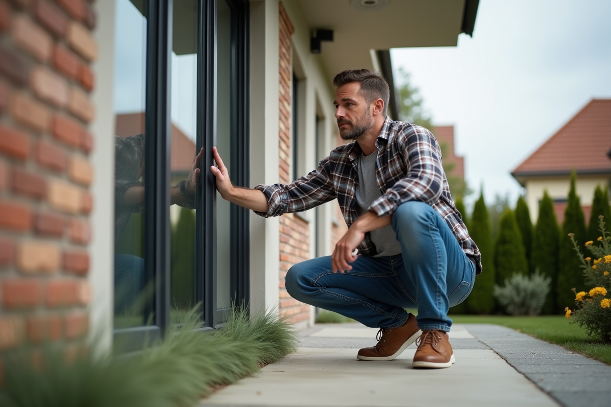 Homme vérifiant le cadre d