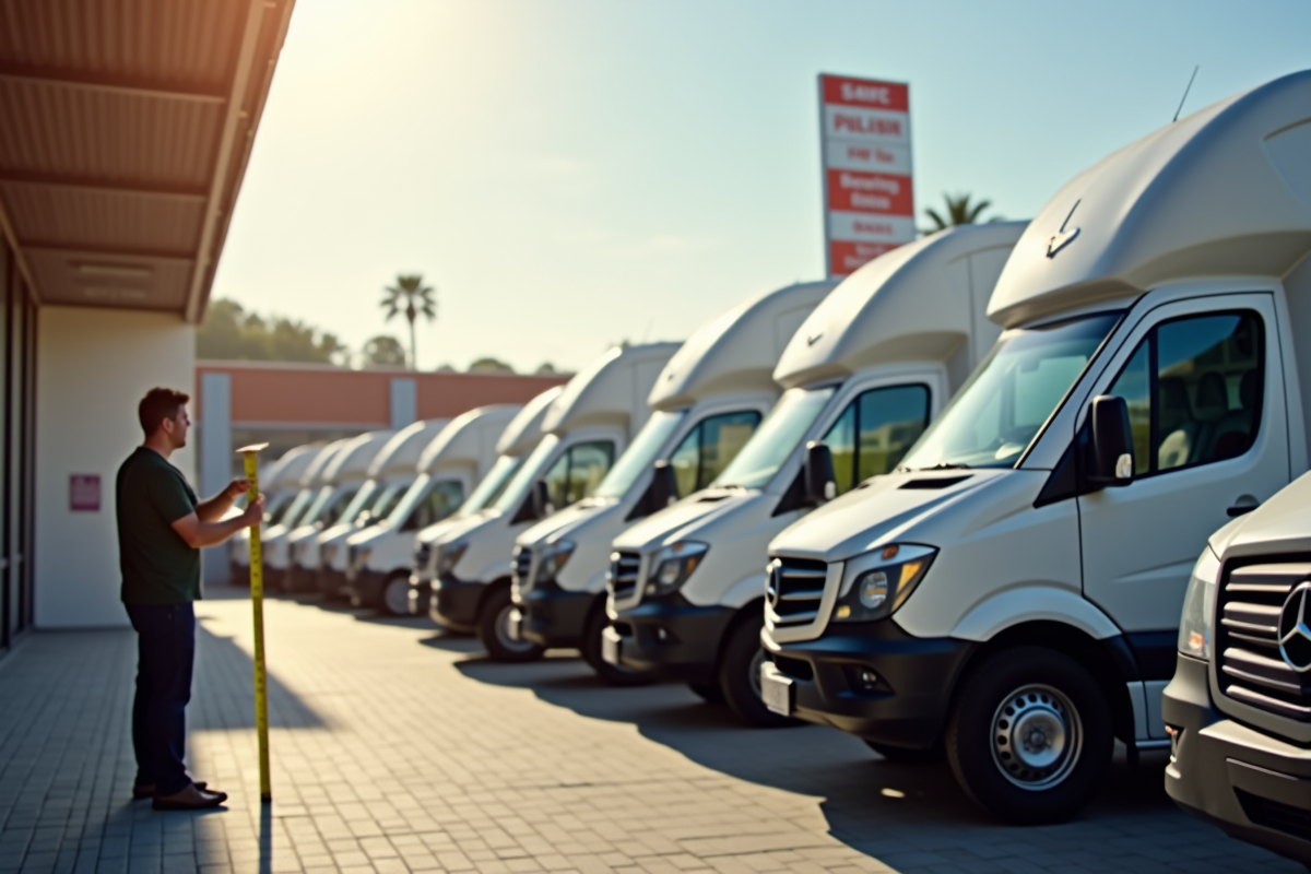 Vans de location de différentes tailles avec un préparateur